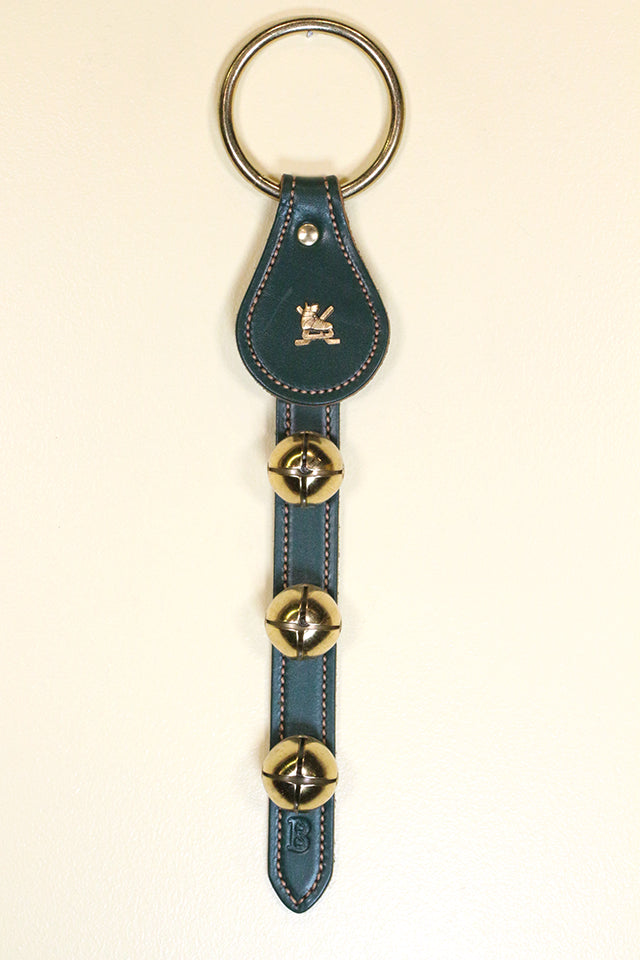 ICE HOCKEY CHARM above 3 Bells on Leather Strap