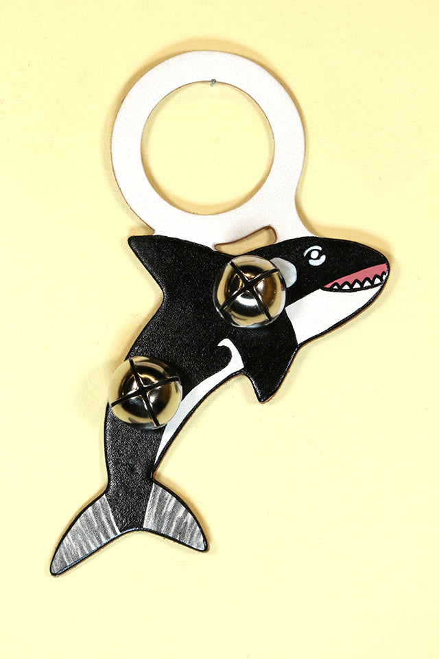 WHALE Hand-Painted LEATHER Doorknob Bell
