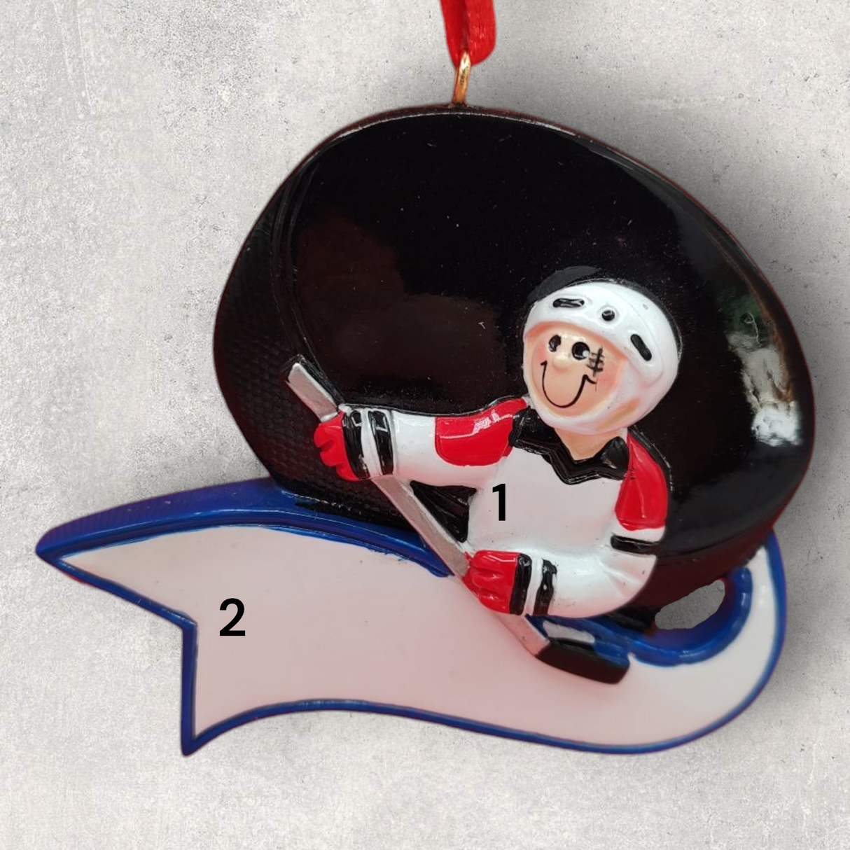 ICE HOCKEY Ornament - PUCK, PLAYER & BANNER