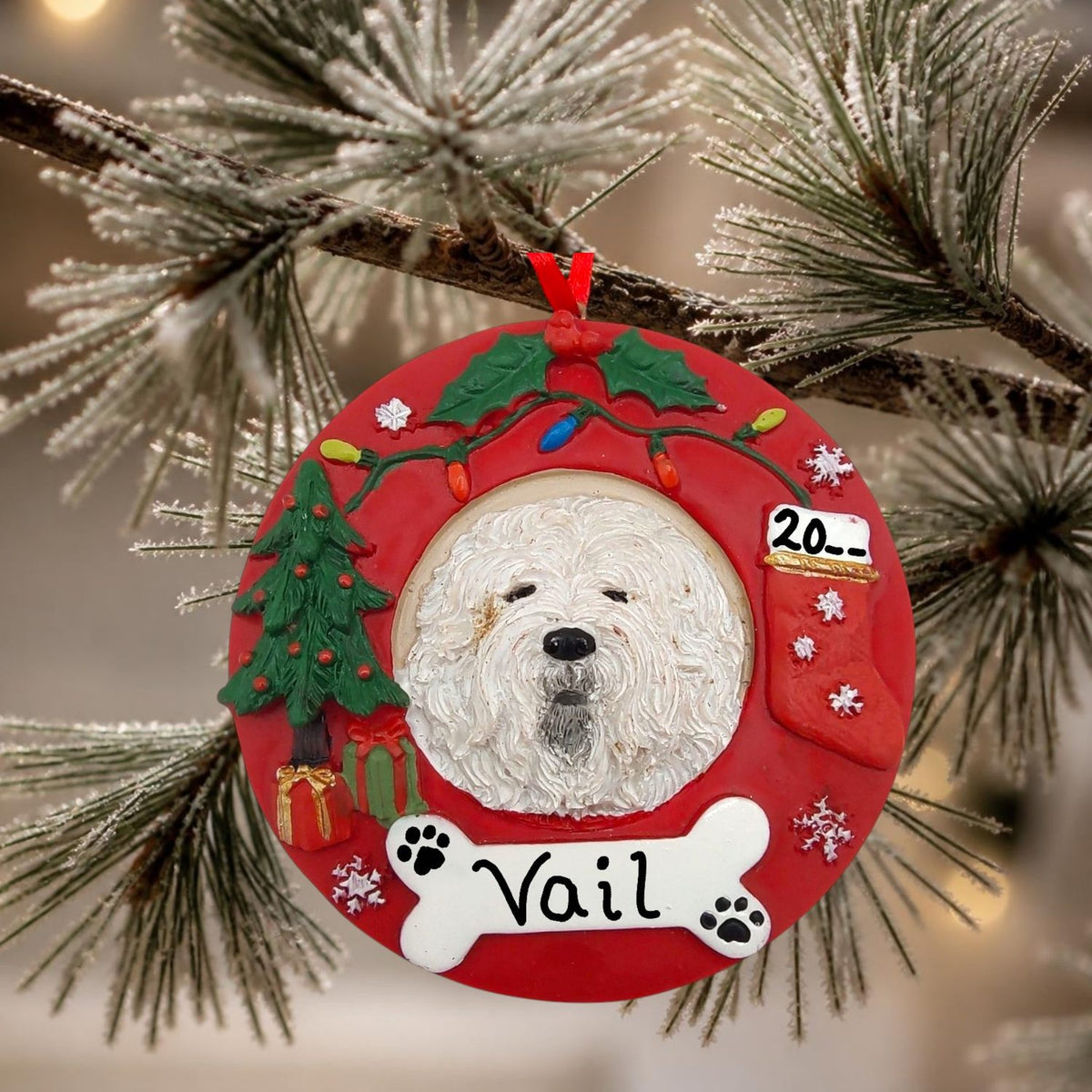 DOGS - LHASA APSO - Red Wreath