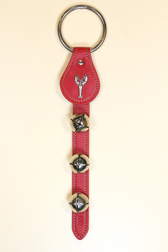 LOBSTER CHARM above 3 Bells on Leather Strap