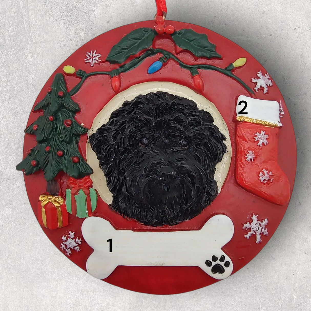 DOGS - LABRADOODLE (BLACK) - Red Wreath