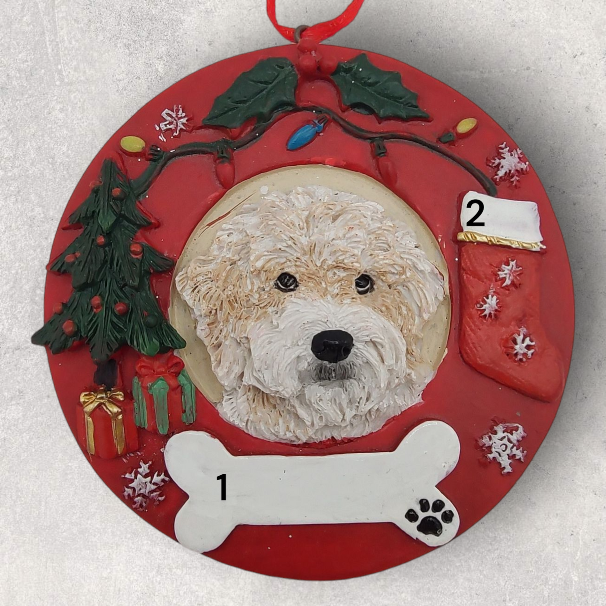 DOGS - LABRADOODLE (BLONDE) - Red Wreath