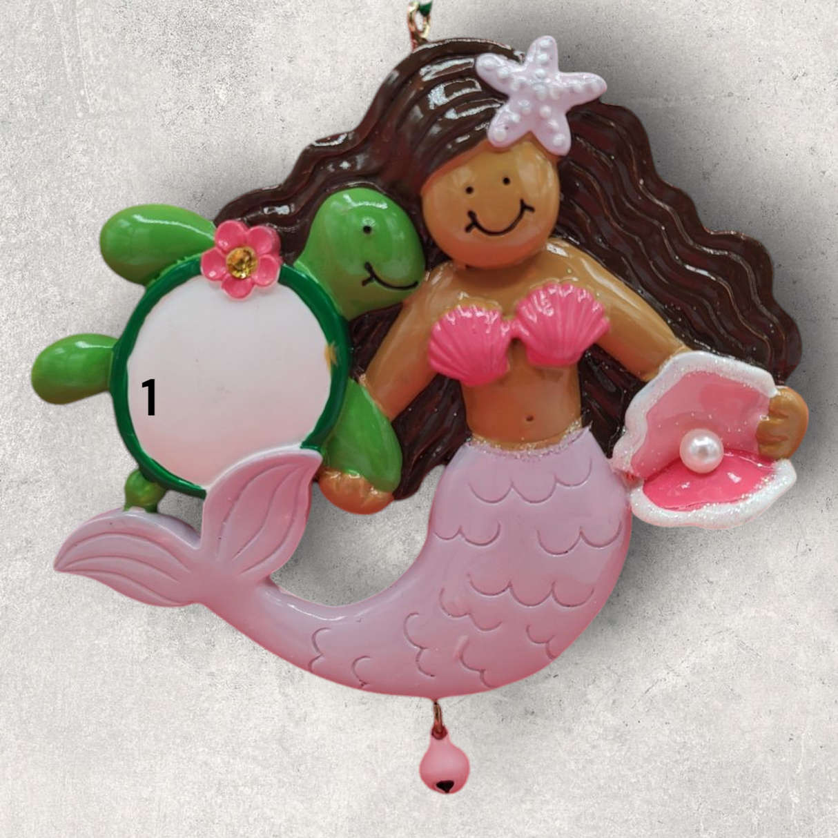 MERMAID Ornament - DARK HAIR & SKIN / LAVENDER