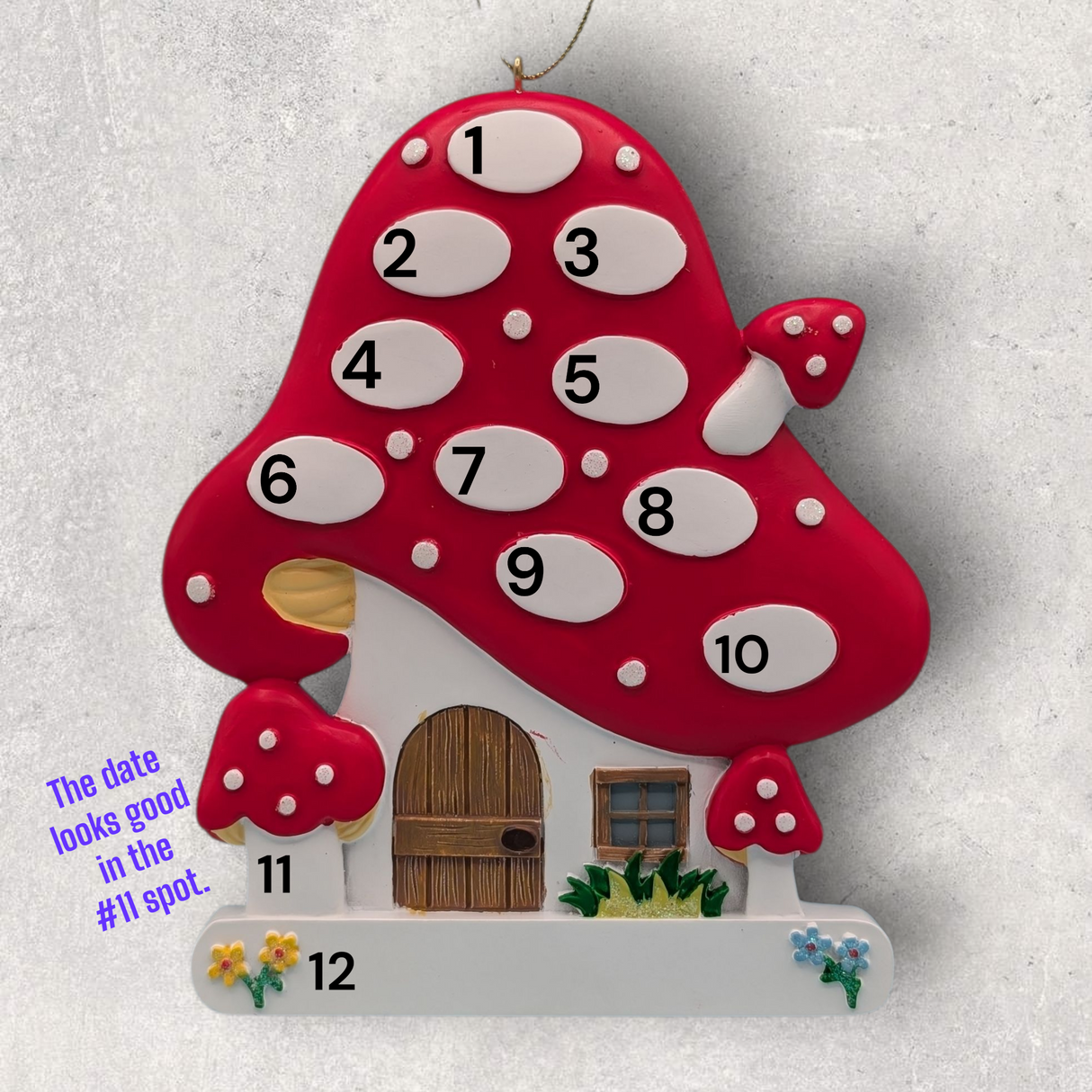 10 NAME POSSIBILITIES on MUSHROOM HOUSE Ornament