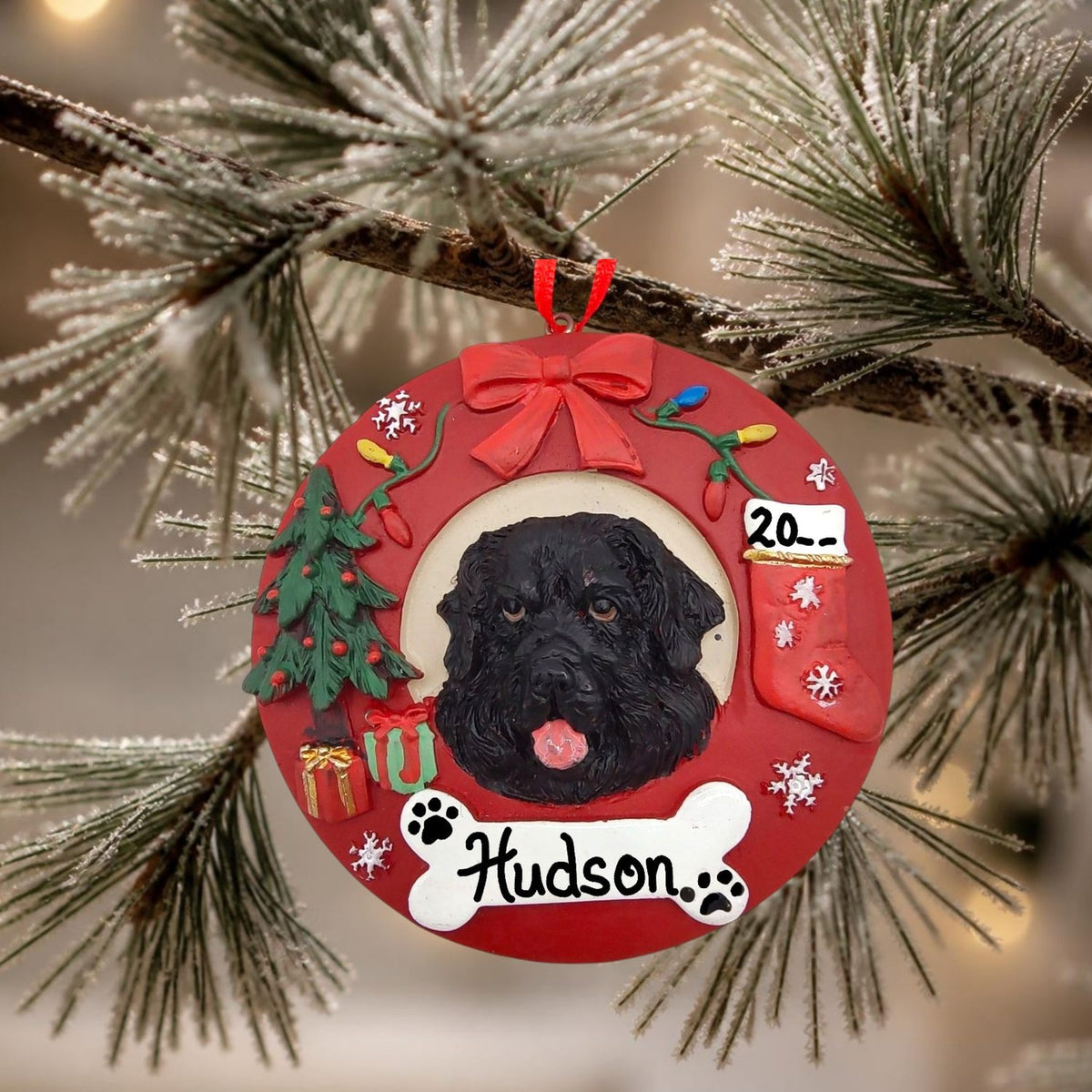 DOGS - NEWFOUNDLAND - Red Wreath