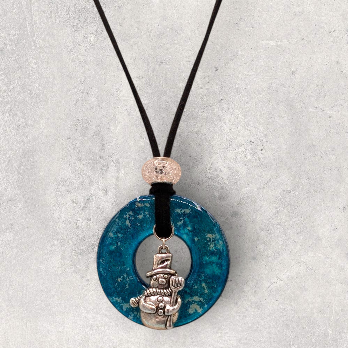 LOOPS JEWELRY - Large Blue Necklace - Snowman Charm