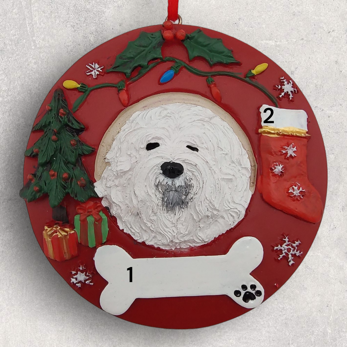 DOGS - OLD ENGLISH SHEEPDOG - Red Wreath