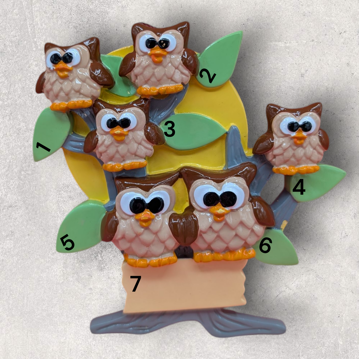 6 OWLS in TREE Ornament