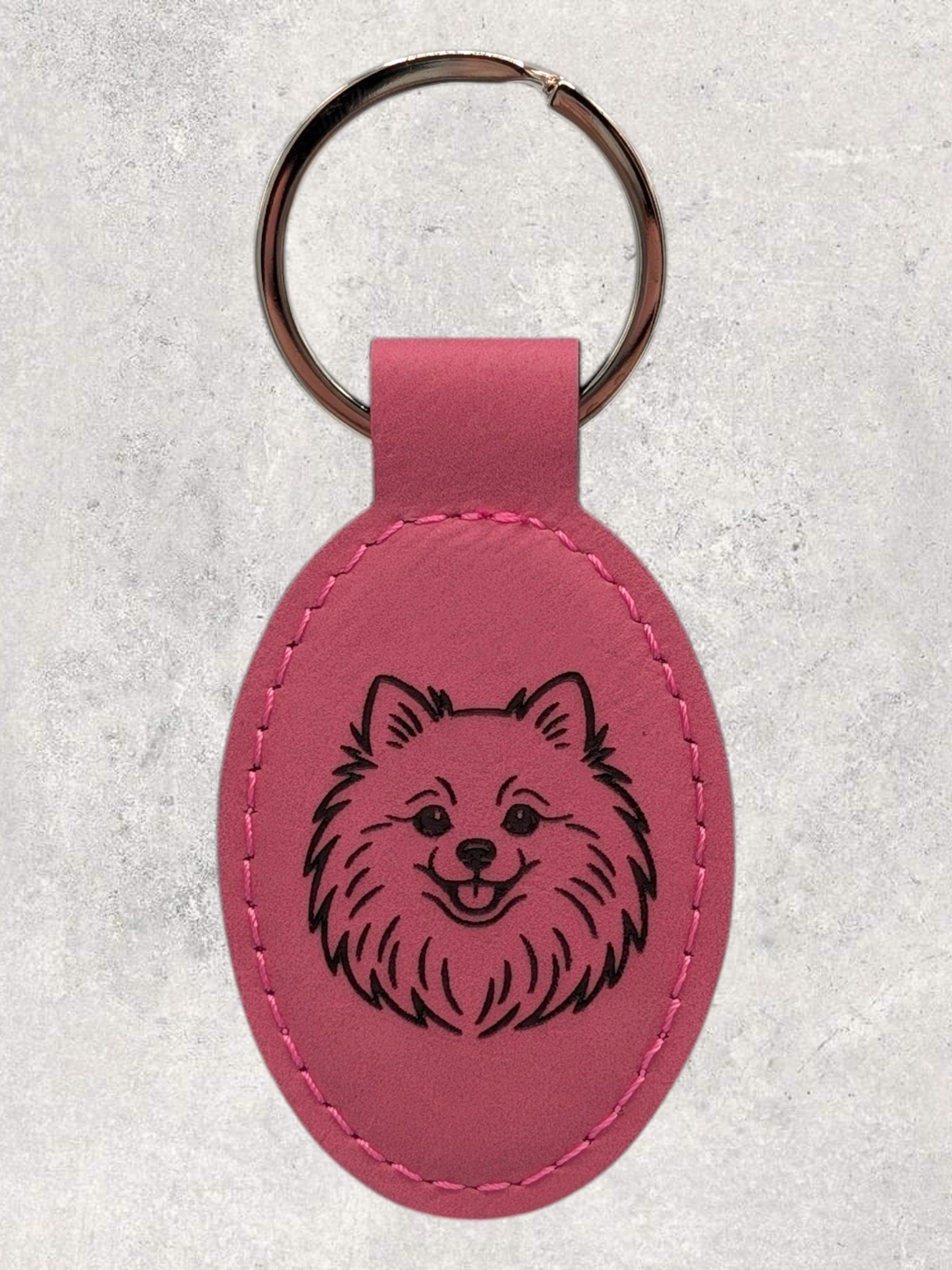 KEYCHAIN - POMERANIAN - Leatherette - Personalizable