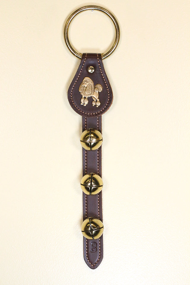 POODLE CHARM above 3 Bells on Leather Strap