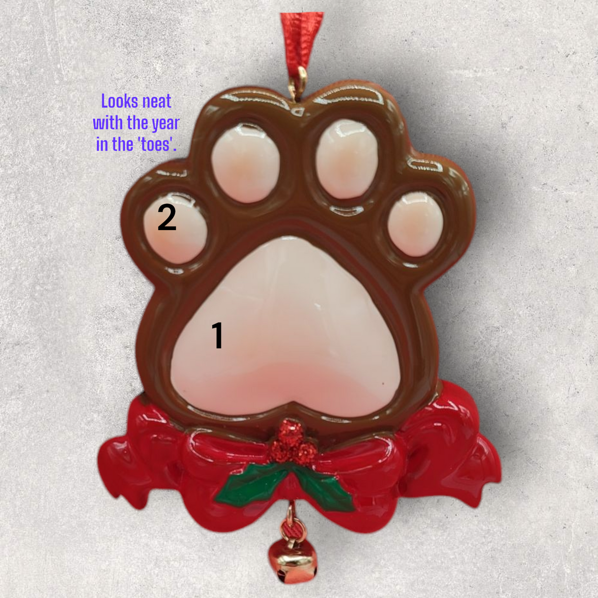 PAW PRINT with BOW Ornament