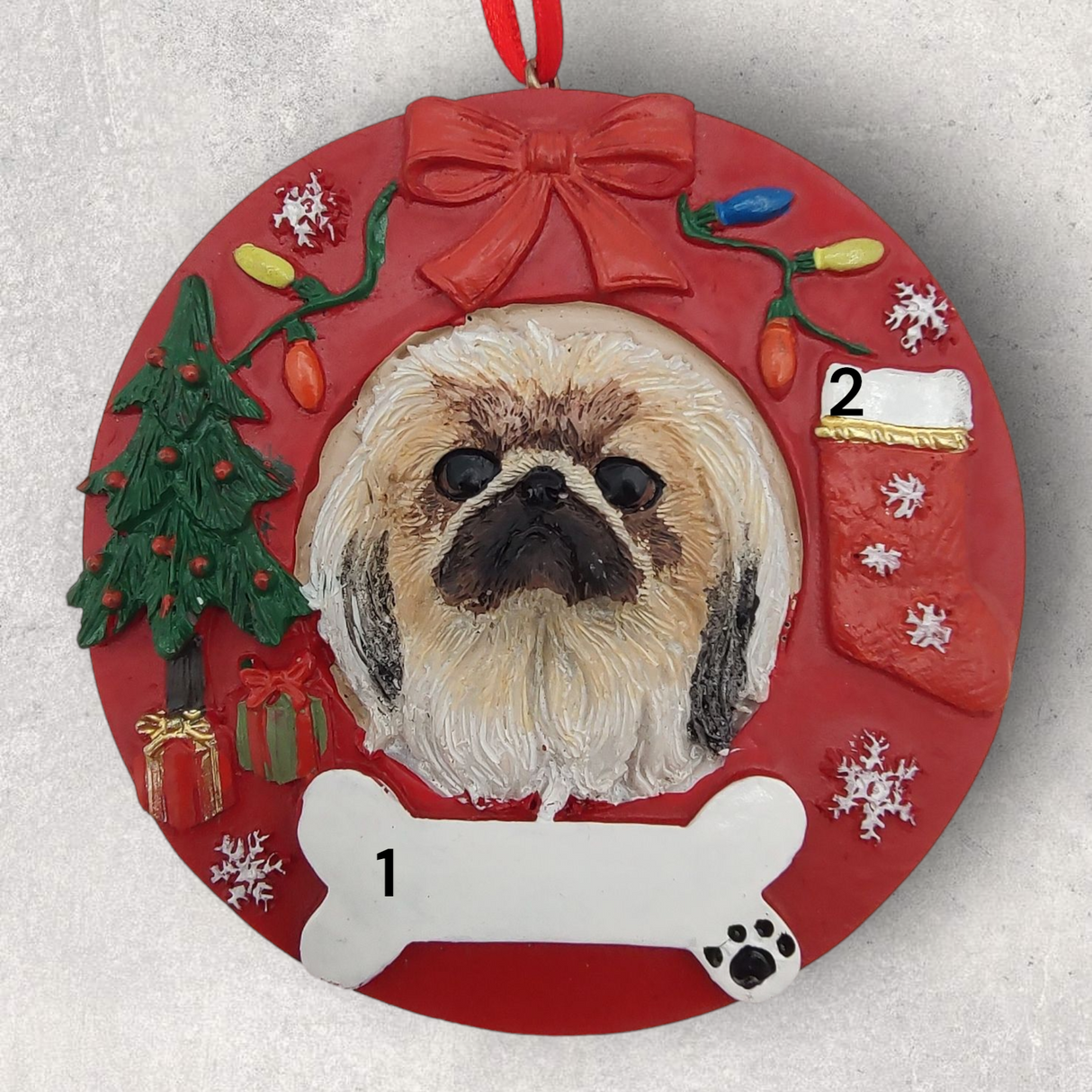 DOGS - PEKINGESE - Red Wreath