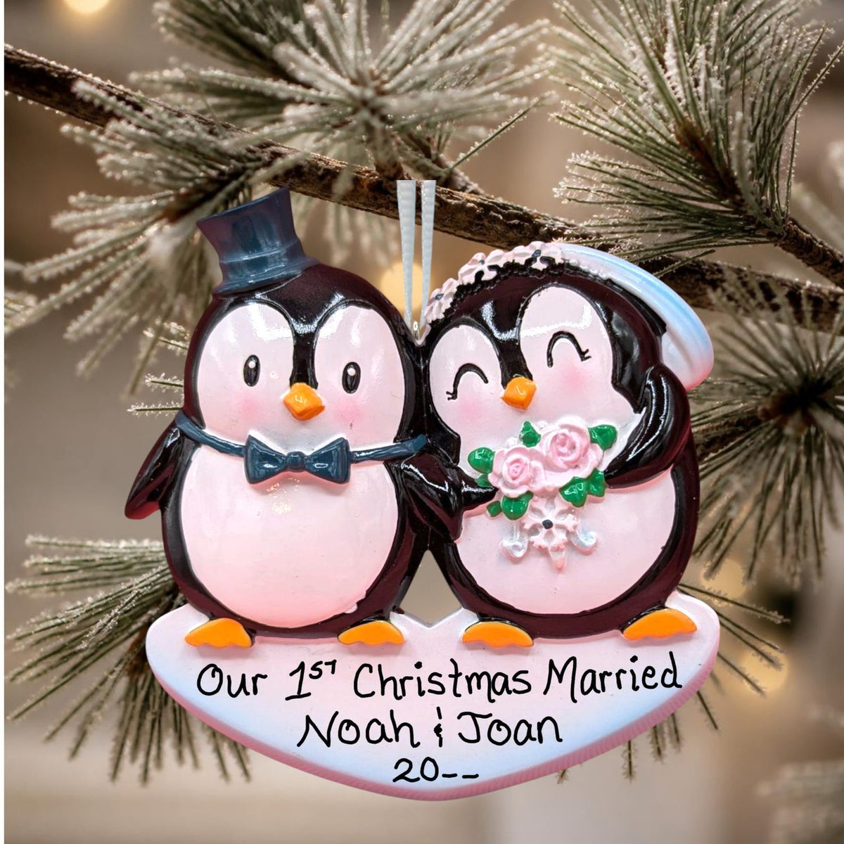 Penguin Bride & Groom Ornament (2 Penguins)