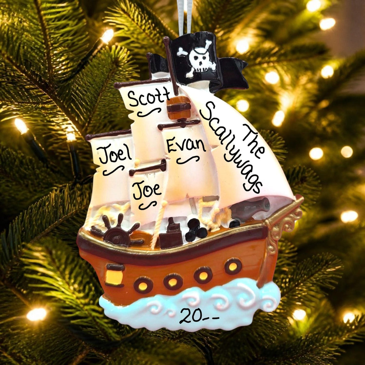 Pirate Ship on Water Ornament