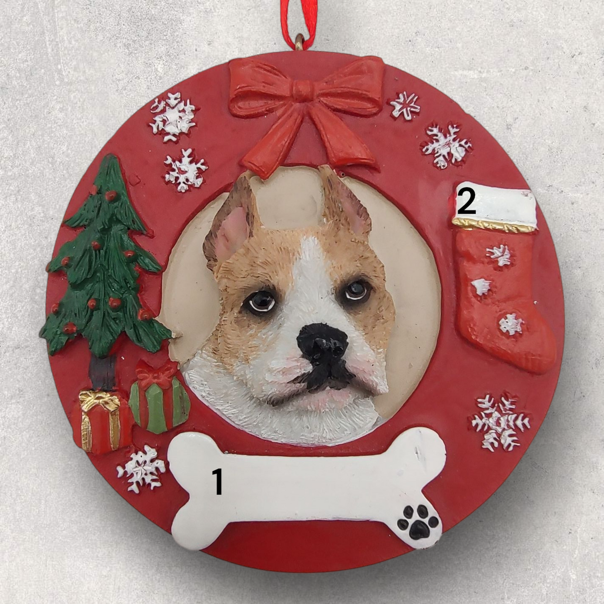 DOGS - PIT BULL- Red Wreath