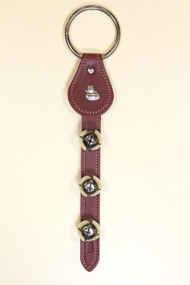 DUCK - (WHIMSICAL) CHARM above 3 Bells on Leather Strap