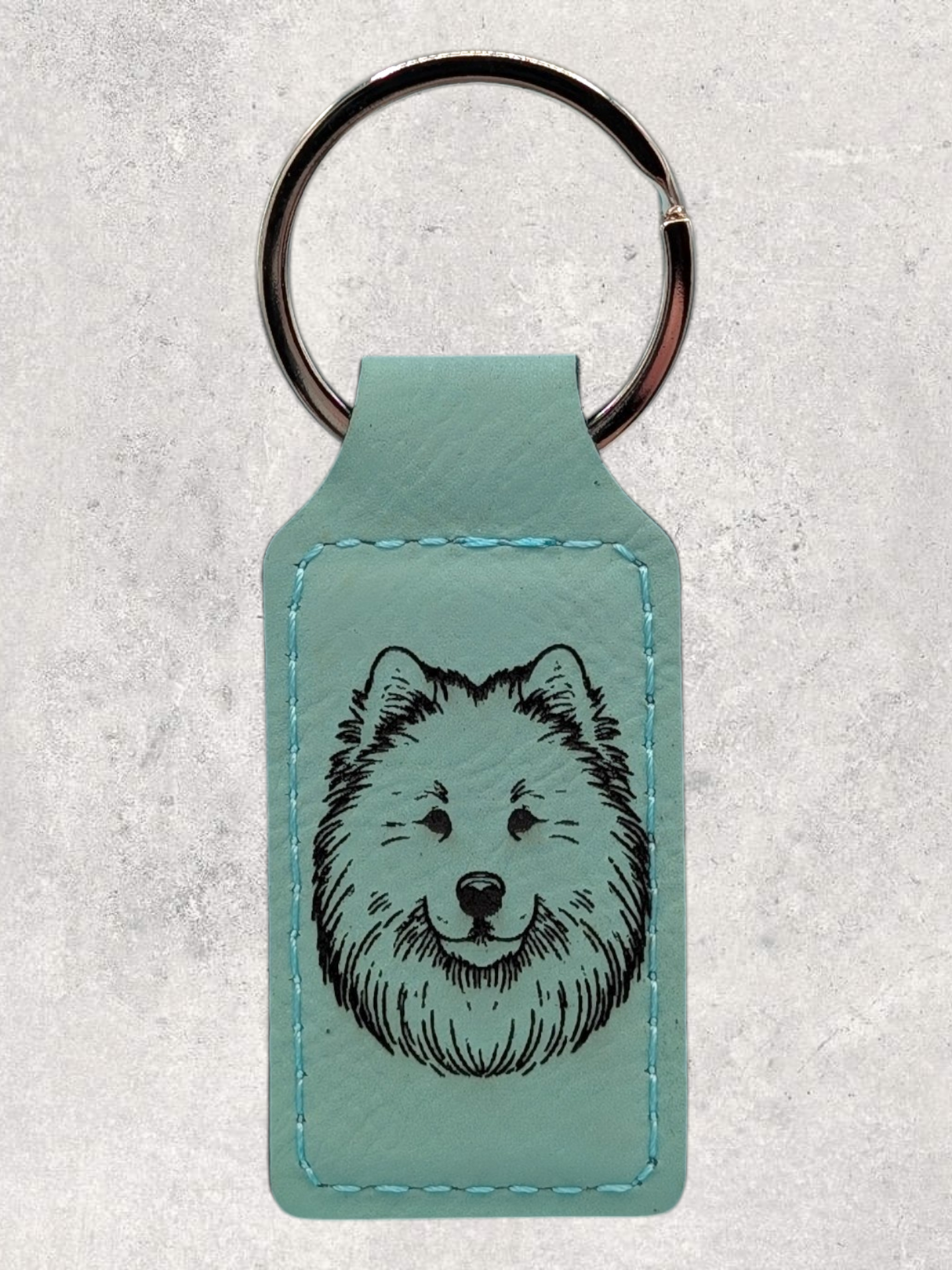 KEYCHAIN - SAMOYED - Leatherette - Personalizable