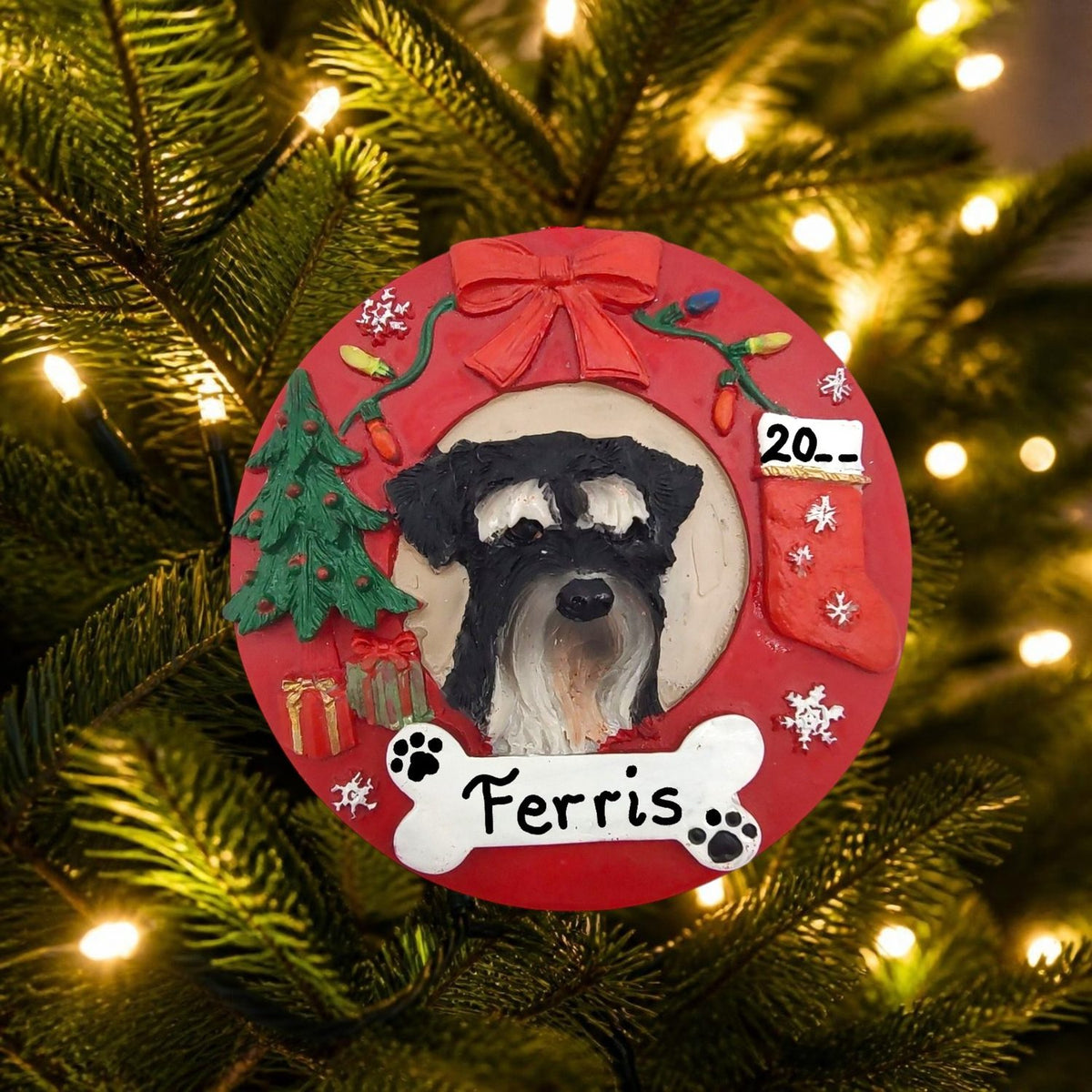DOGS - SCHNAUZER - UNCROPPED - Red Wreath