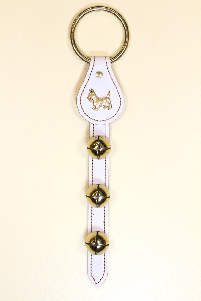 SCOTTISH TERRIER CHARM above 3 Bells on Leather Strap