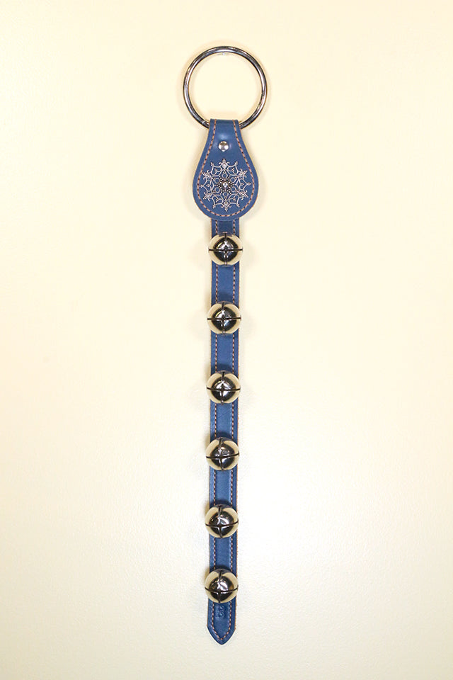 SNOWFLAKE CHARM above 6 Bells on Leather Strap