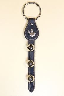 SNOWMAN CHARM above 3 Bells on Leather Strap