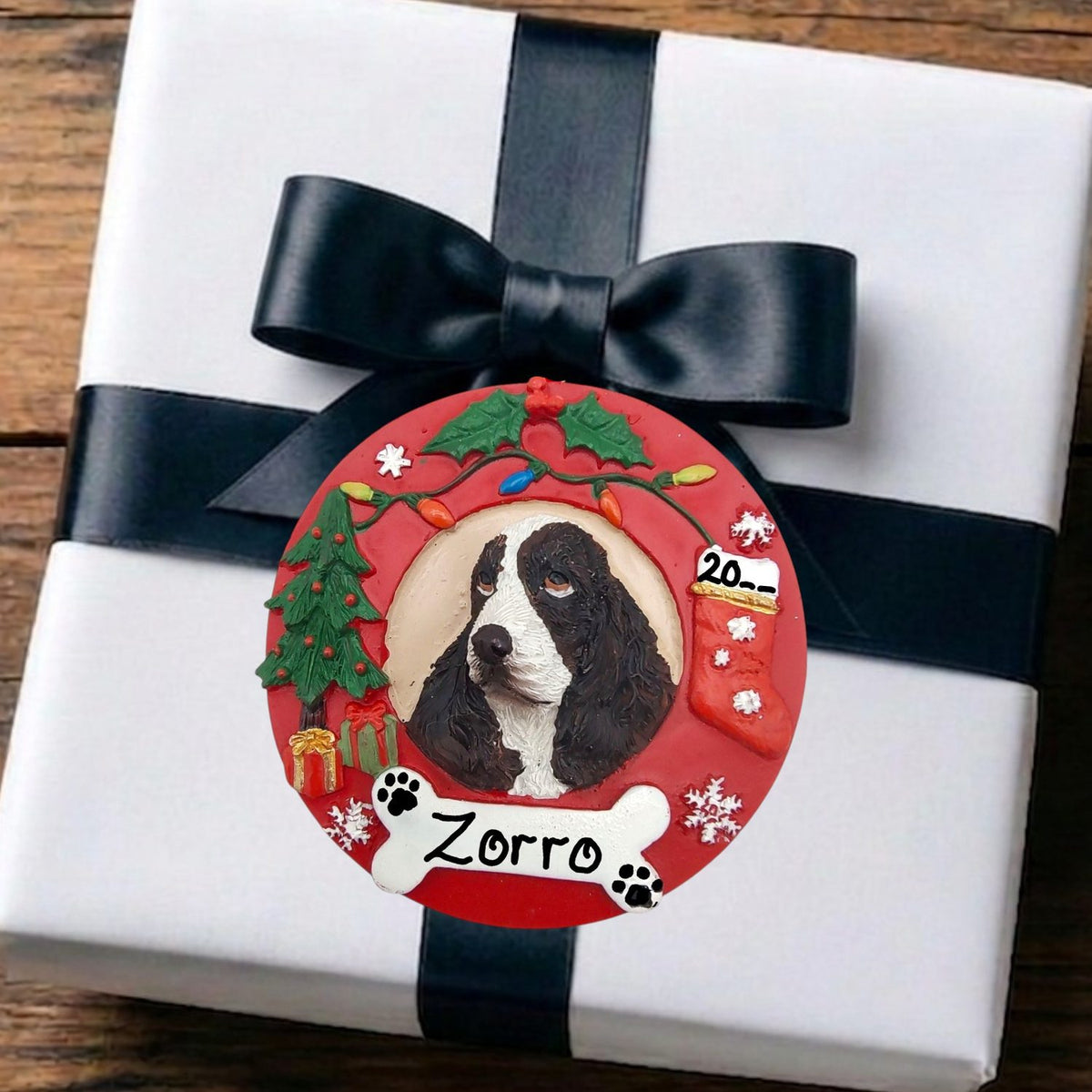 DOGS - SPRINGER SPANIEL - Red Wreath