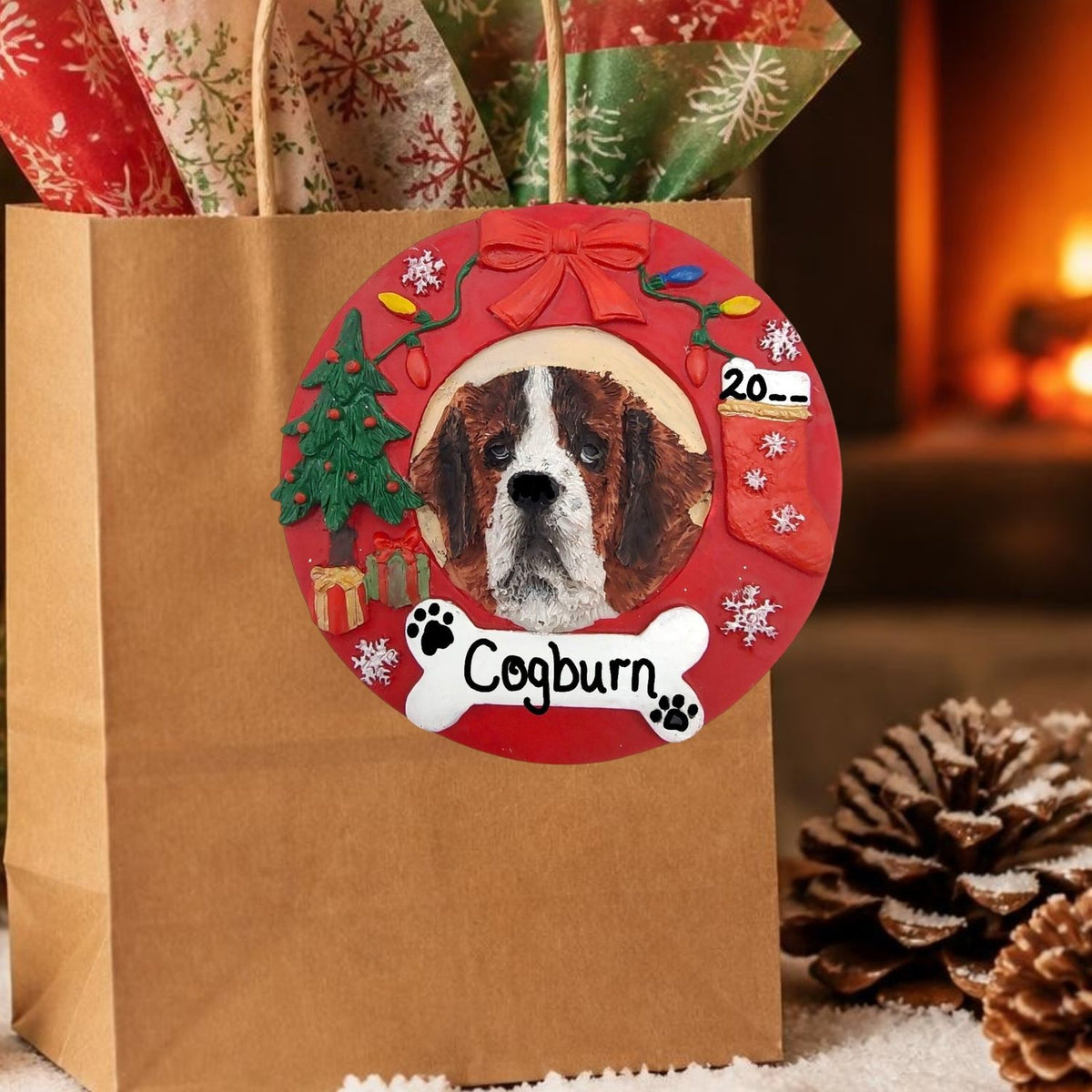 DOGS - SAINT BERNARD - Red Wreath