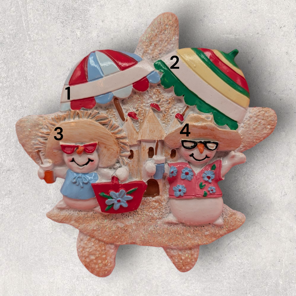 2 SNOWPEOPLE at the BEACH Ornament
