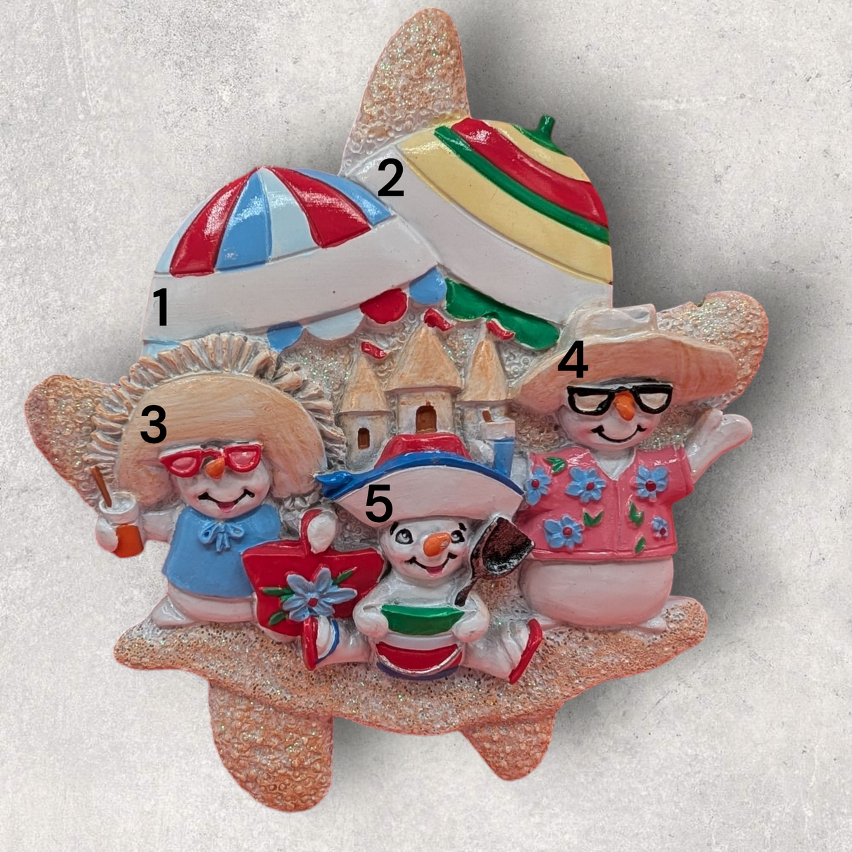 3 SNOWPEOPLE at the BEACH Ornament