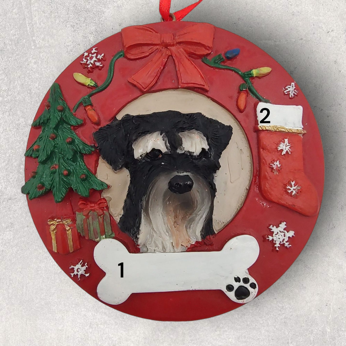 DOGS - SCHNAUZER - UNCROPPED - Red Wreath