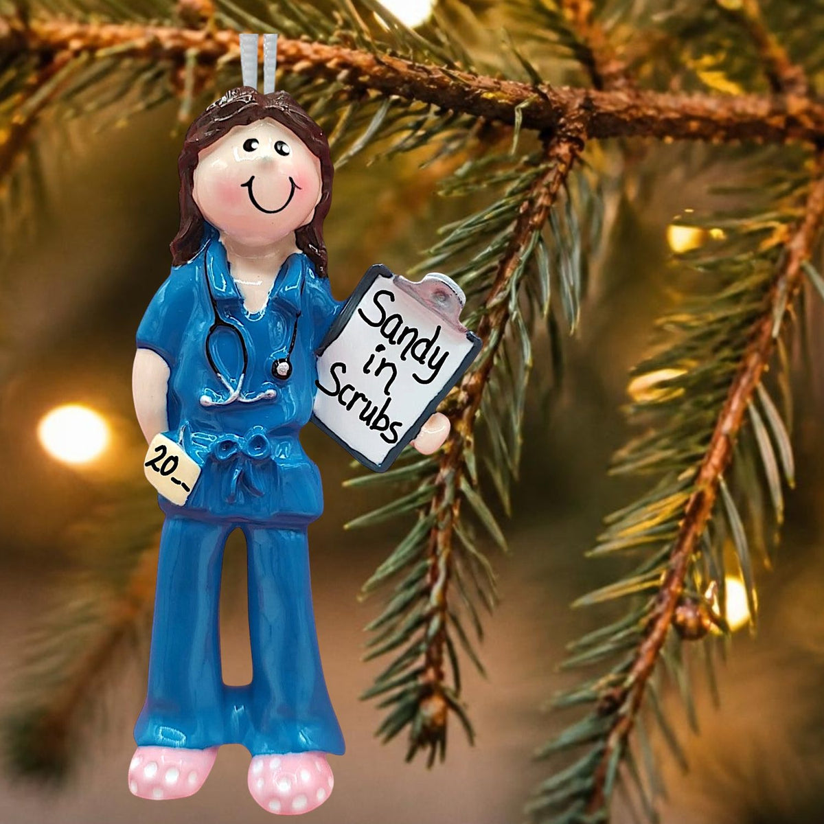 MEDICAL PERSONNEL in BLUE SCRUBS Ornament - FEMALE