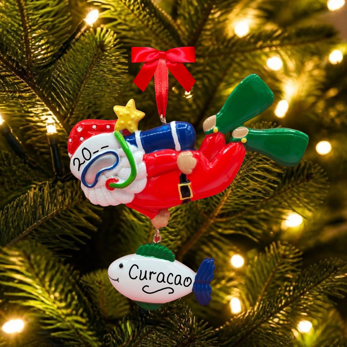 SANTA SCUBA DIVER Ornament