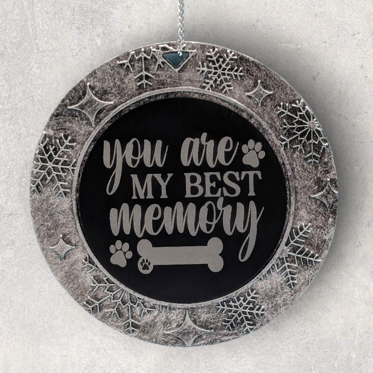 2-Sided Engraved IN REMEMBRANCE Wreath Ornament - For DOGS - "You are my Best Memory."