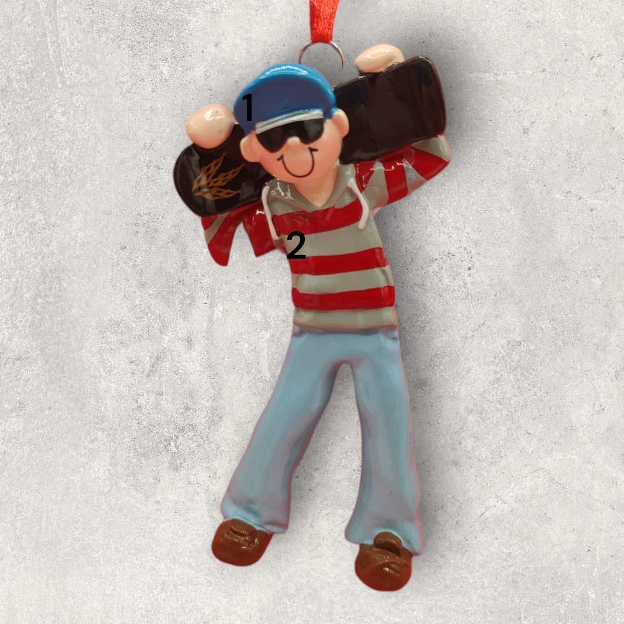 SKATEBOARD Ornament - DUDE HOLDING a SKATEBOARD