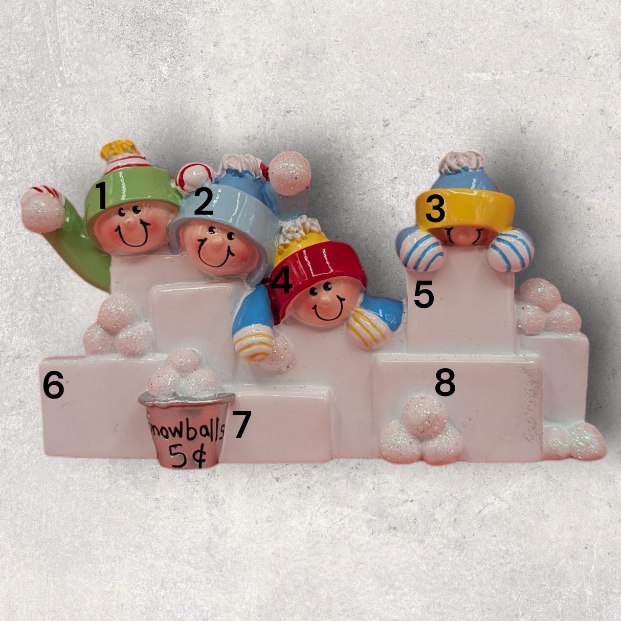 4 SNOWBALL FIGHT FAMILY / GROUP Ornament
