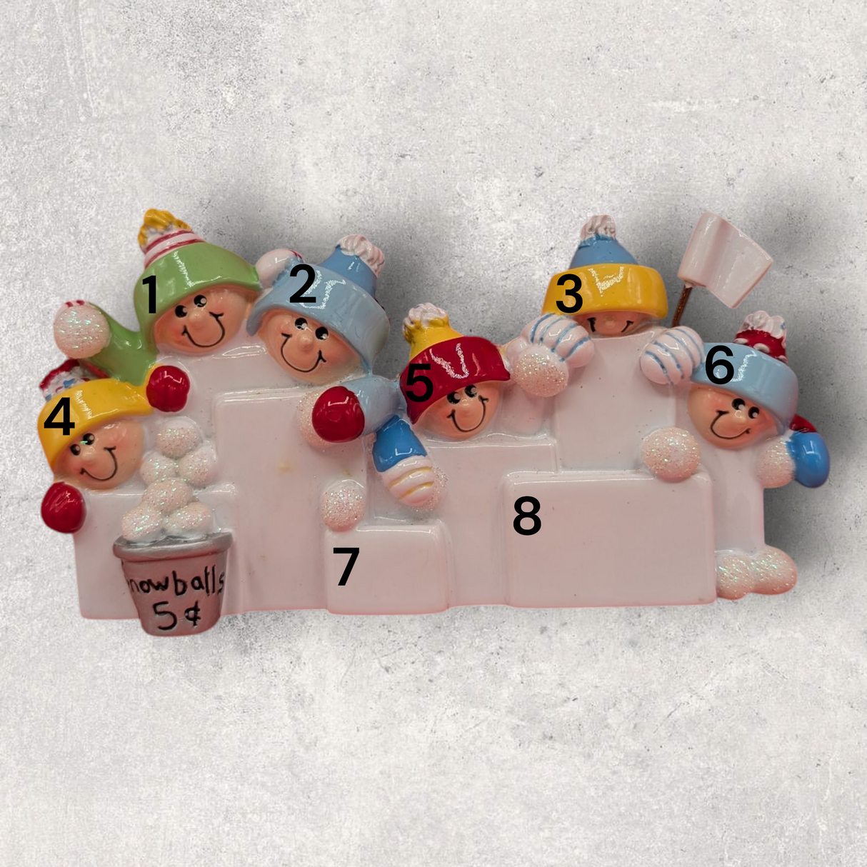 6 SNOWBALL FIGHT FAMILY / GROUP Ornament