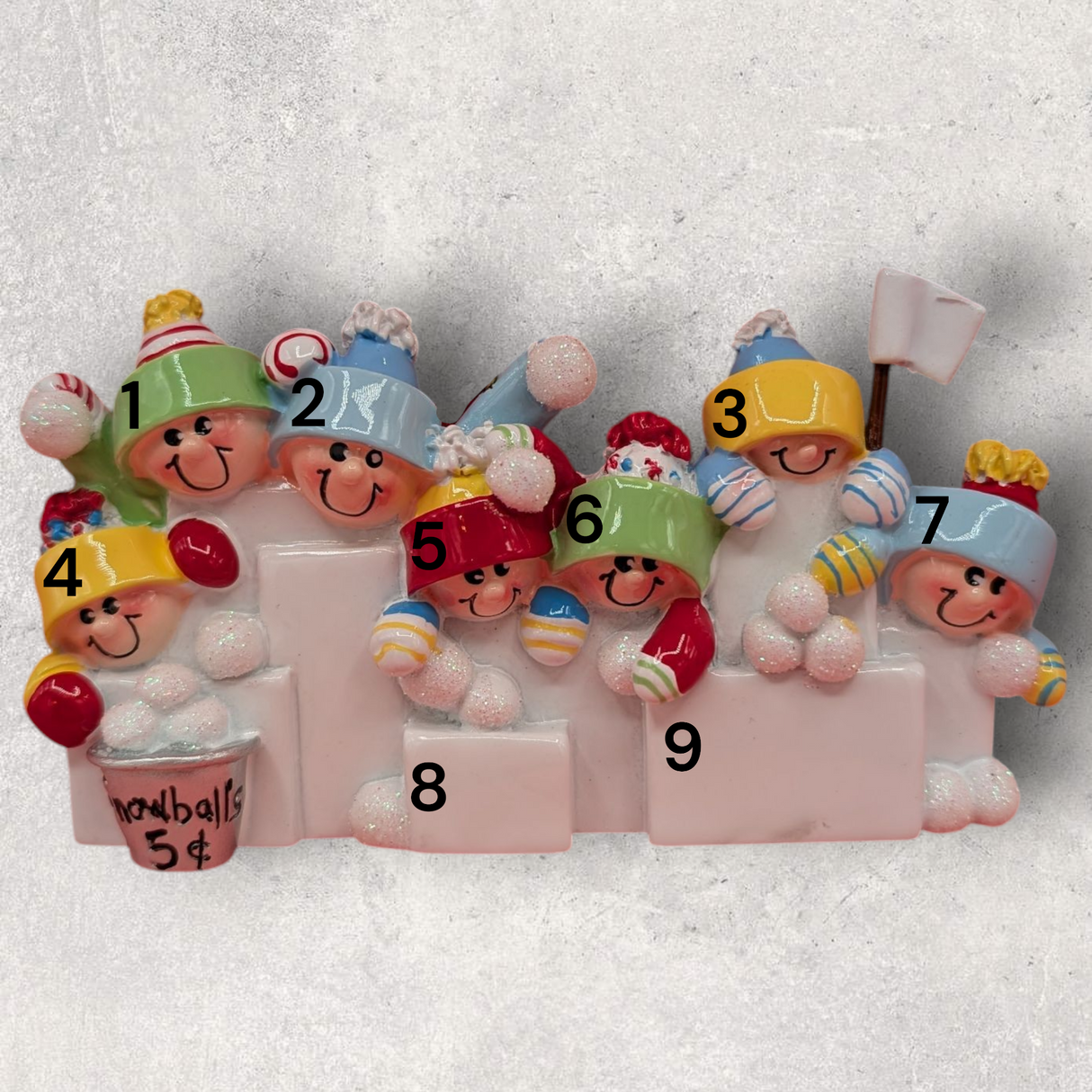 7 SNOWBALL FIGHT FAMILY / GROUP Ornament