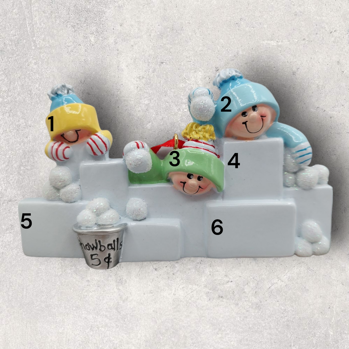 3 SNOWBALL FIGHT FAMILY / GROUP Ornament