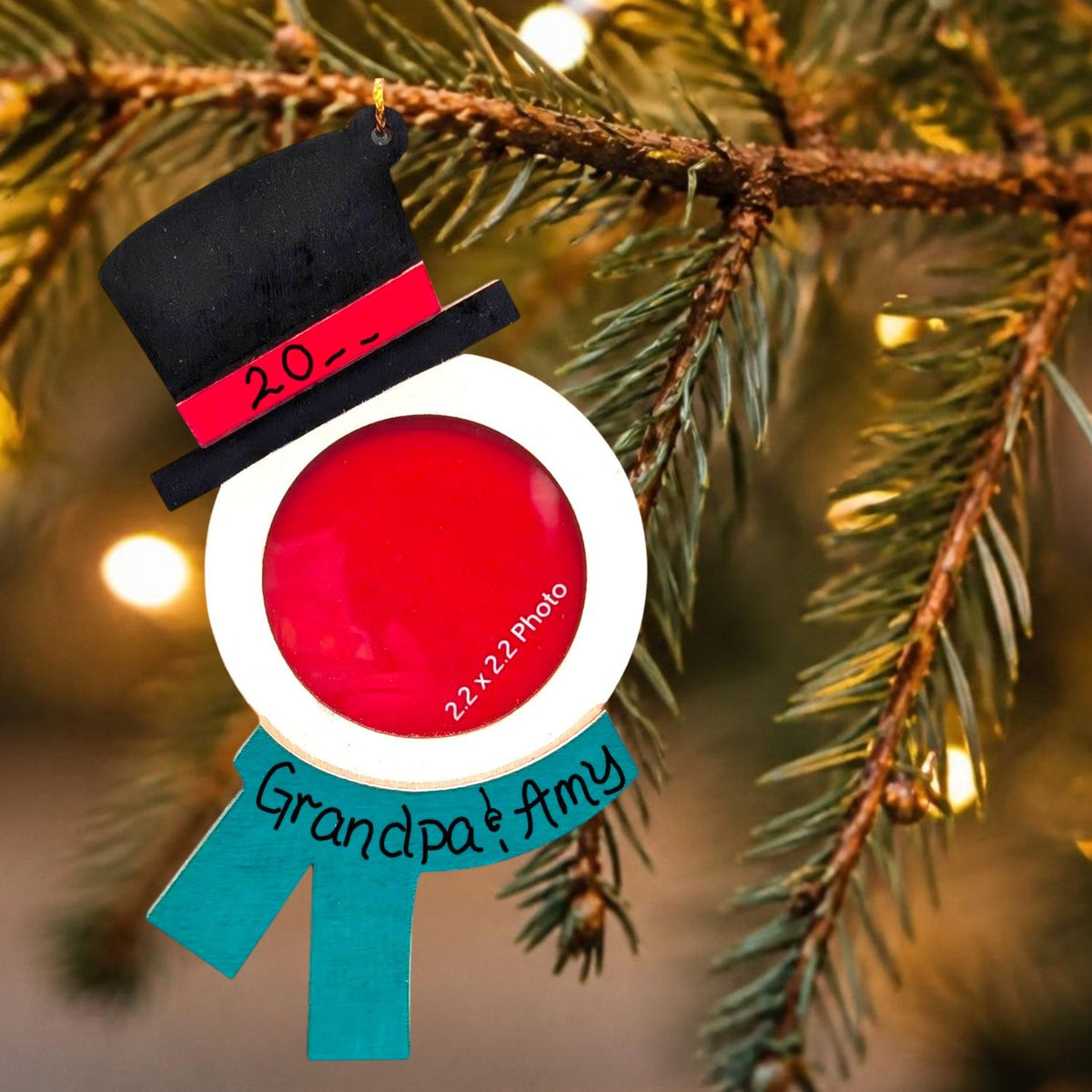 Snowman Wooden Photo Frame Ornament