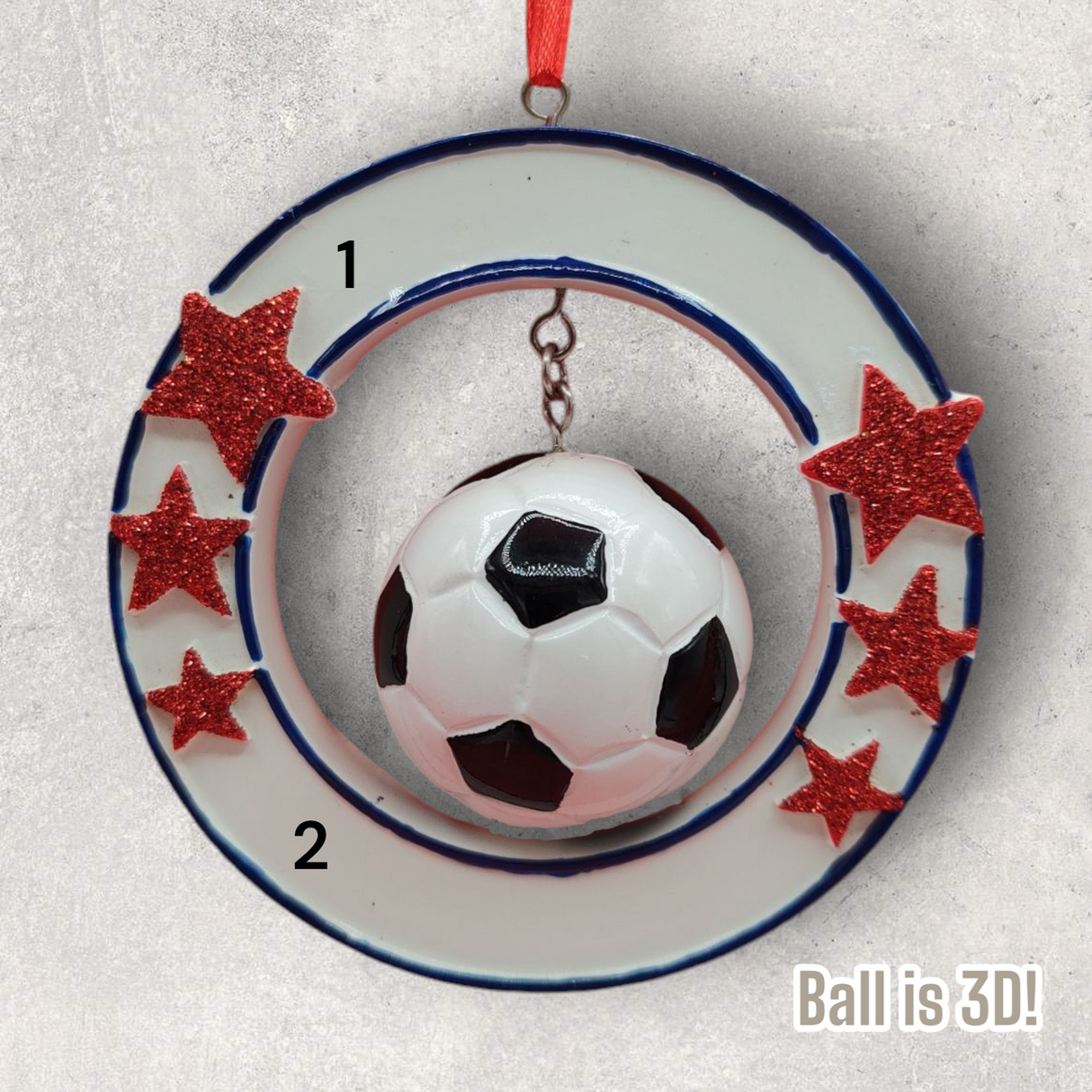 SOCCER 3-D BALL in CIRCLE Ornament