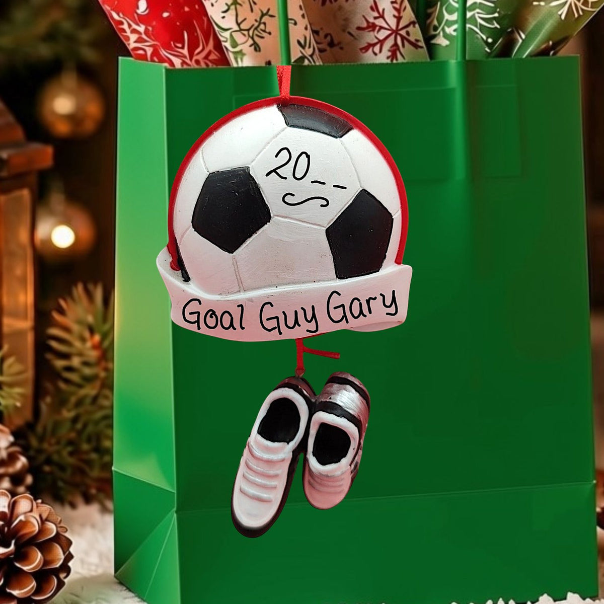 Soccer Ball Ornament - 2 Dimensional w/ Shoes