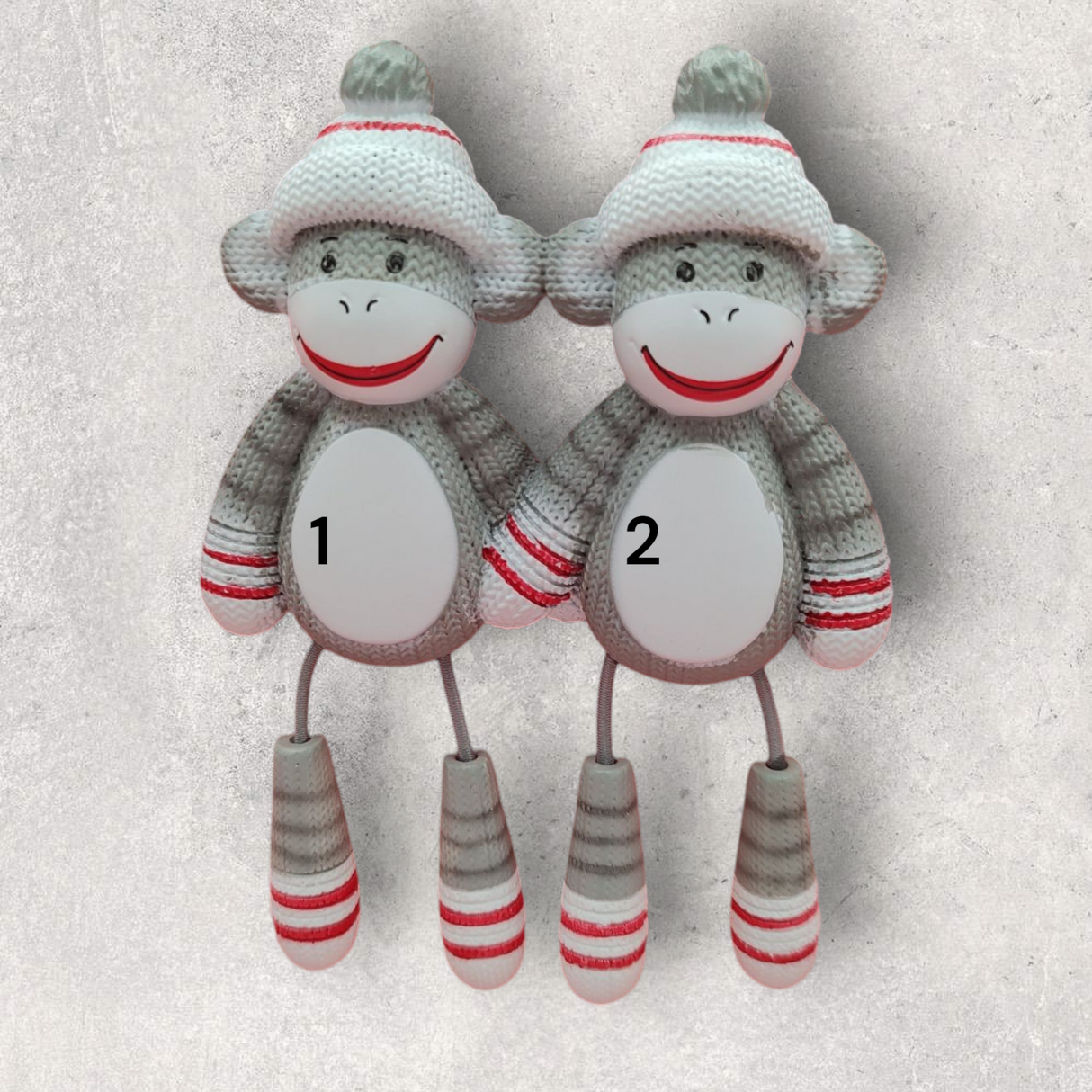 2 SOCK MONKEYS FAMILY Ornament