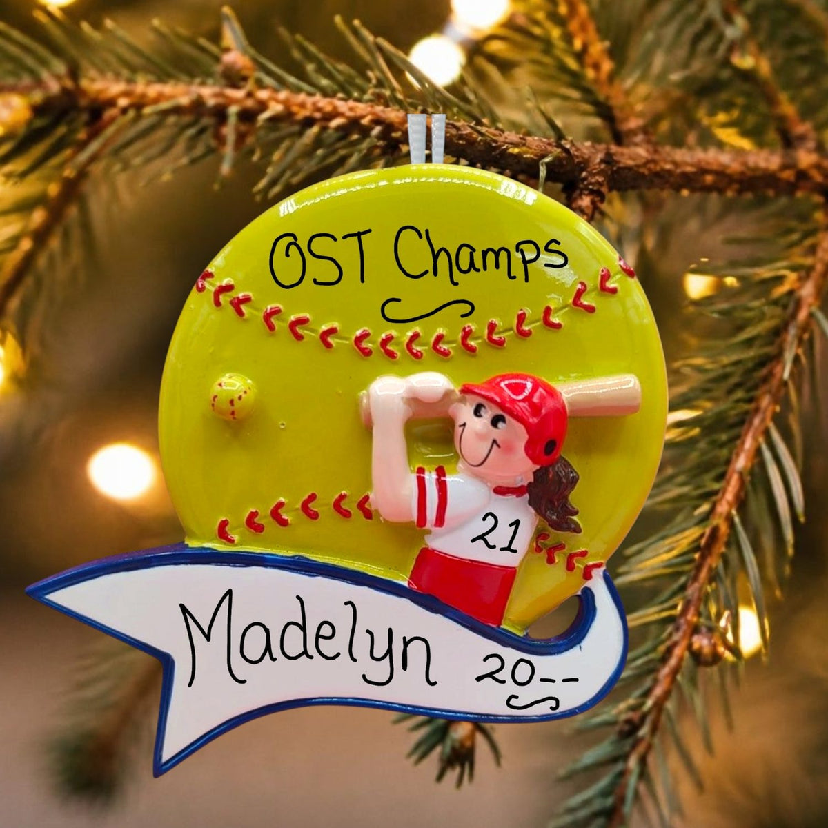 Softball Player Ornament - Female