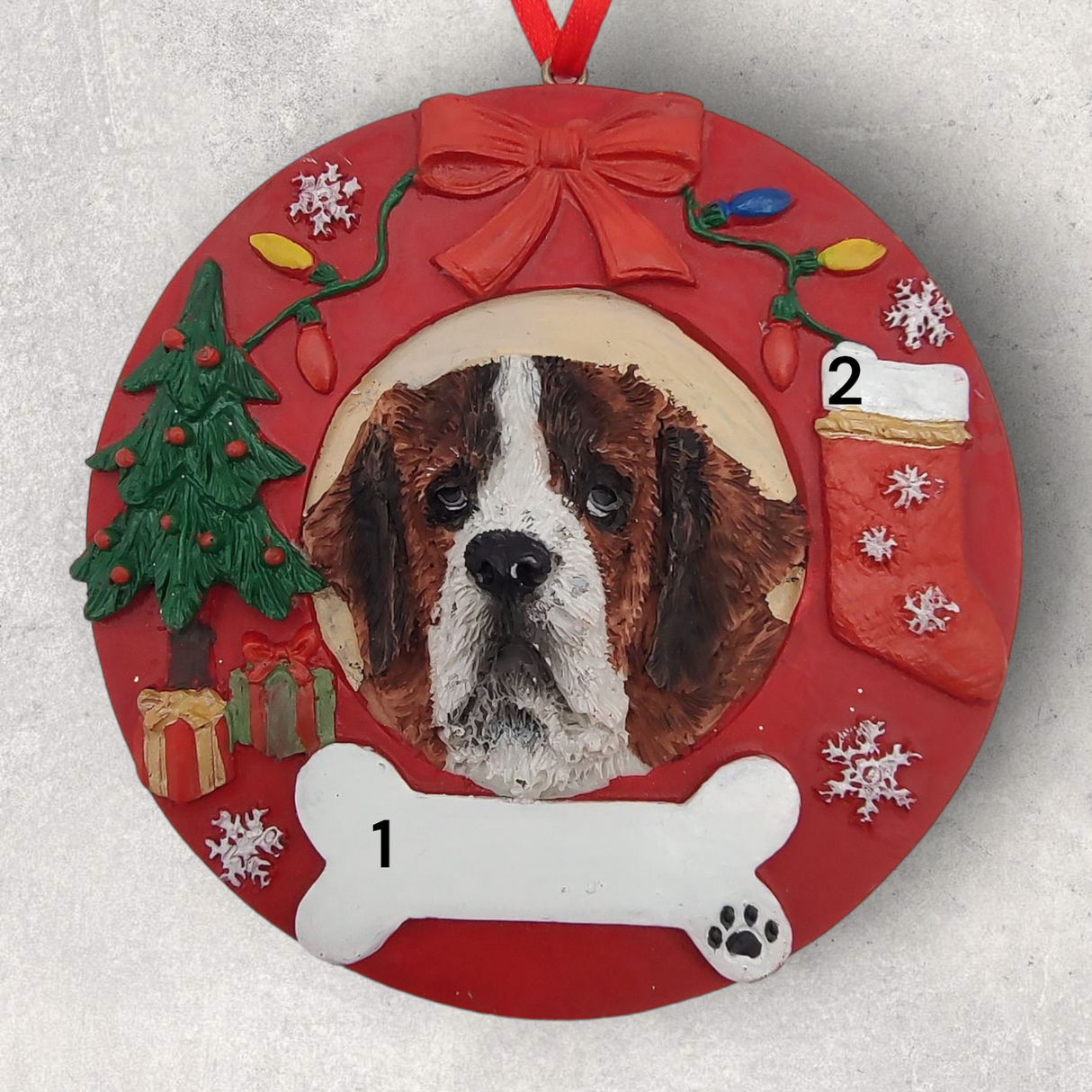 DOGS - SAINT BERNARD - Red Wreath