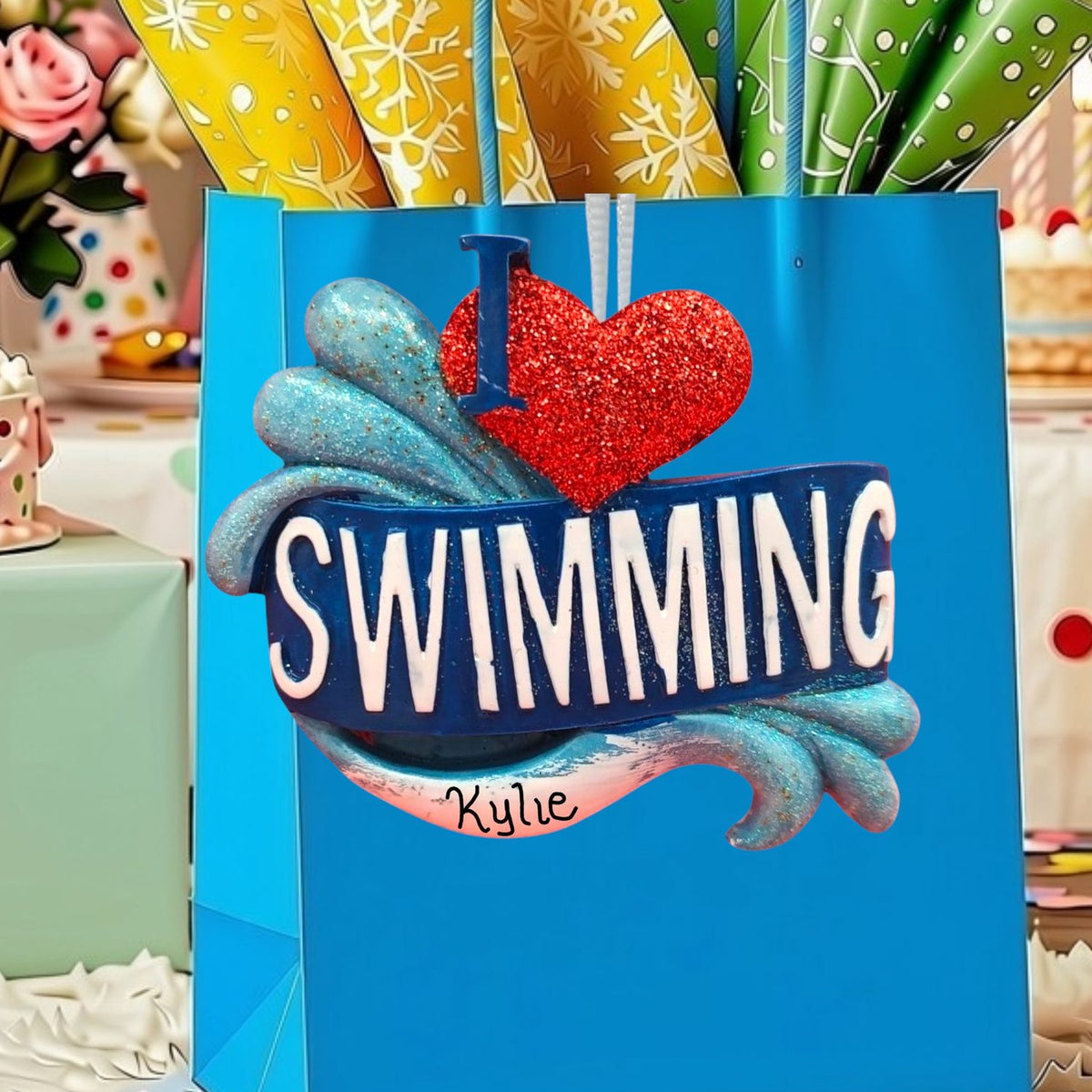 Swimming - I (Heart) Swimming Ornament