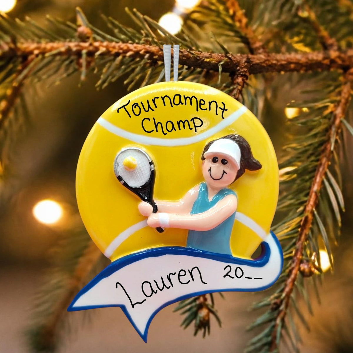 Tennis Ornament - Ball / Banner - Female