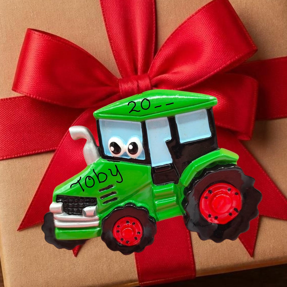 Whimsical Tractor Ornament - Green