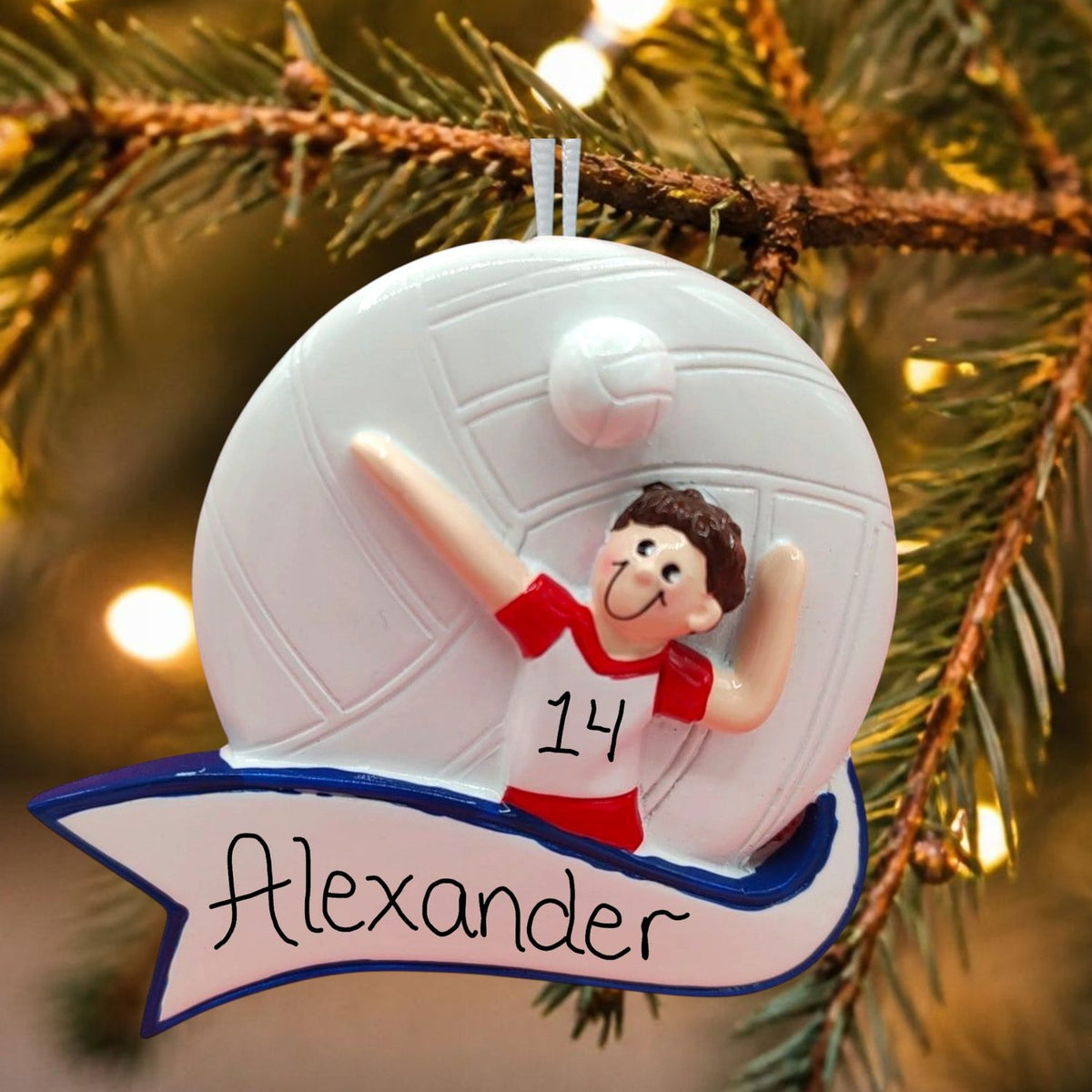 Volleyball Ornament - Male with Banner