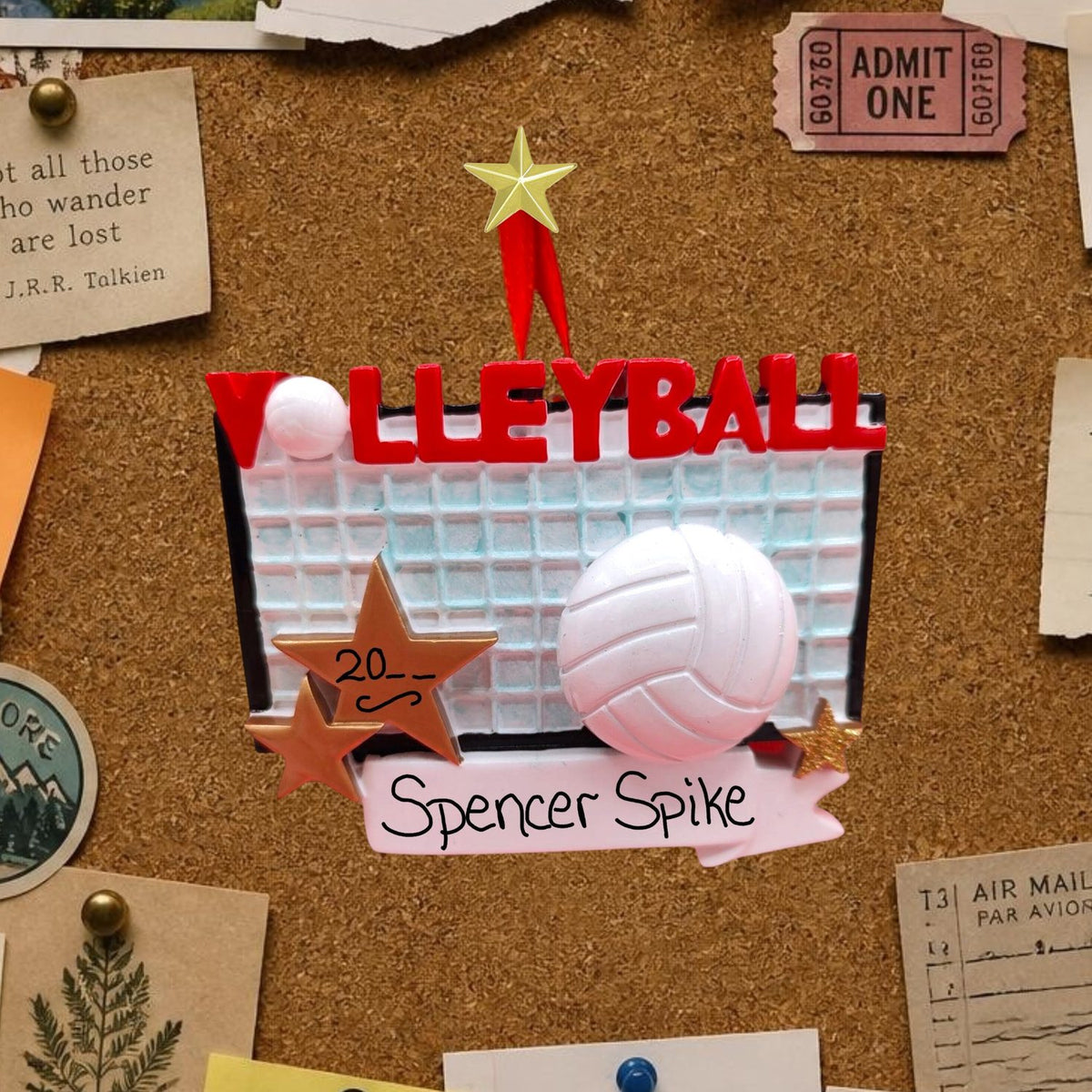 Volleyball Ornament - Word/Net/Ball
